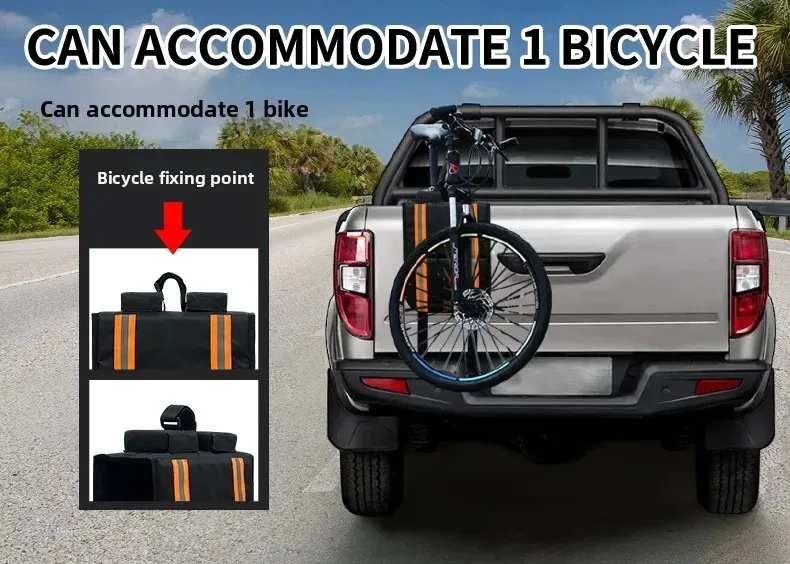 Heckklappenpolster für Mountainbikes, Pickup-Truck, Heckklappen-Schutzpolster mit 3 Werkzeugtaschen, 52 Zoll breit, für 5 Fahrräder – Detail 30