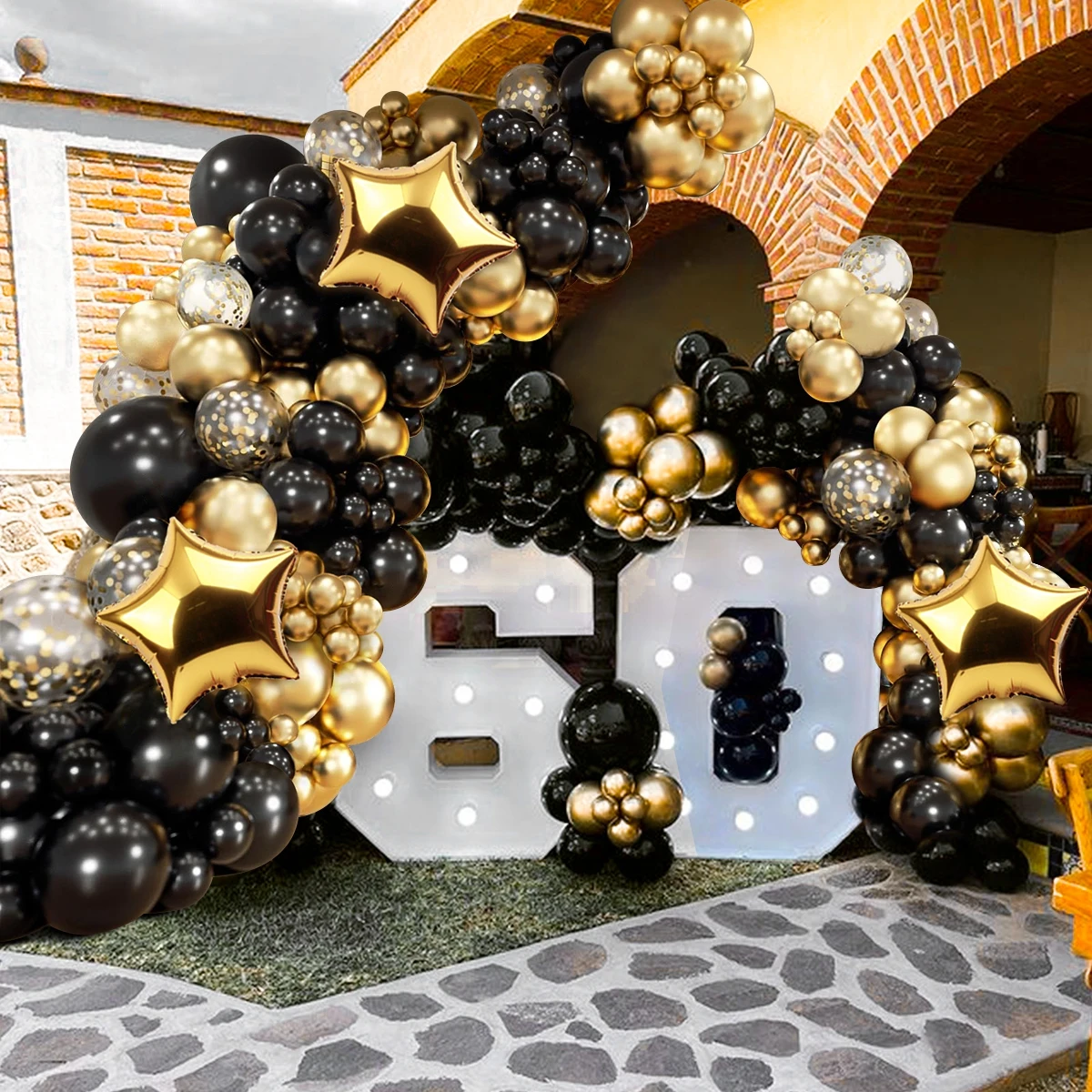 Gold Black Star Balloon Garland Arch Kit Birthday Party Decoration Birthday Confetti Balloon Birthday Latex Balloon Decor