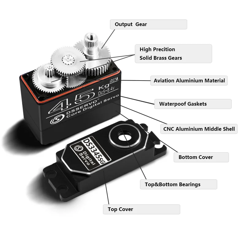 Moteur sans balais 35Kg 45Kg, noyau entièrement métallique, servo à grande vitesse, engrenage métallique, grand couple numérique RC Baja Servo pour voiture RC 1/8 1/10