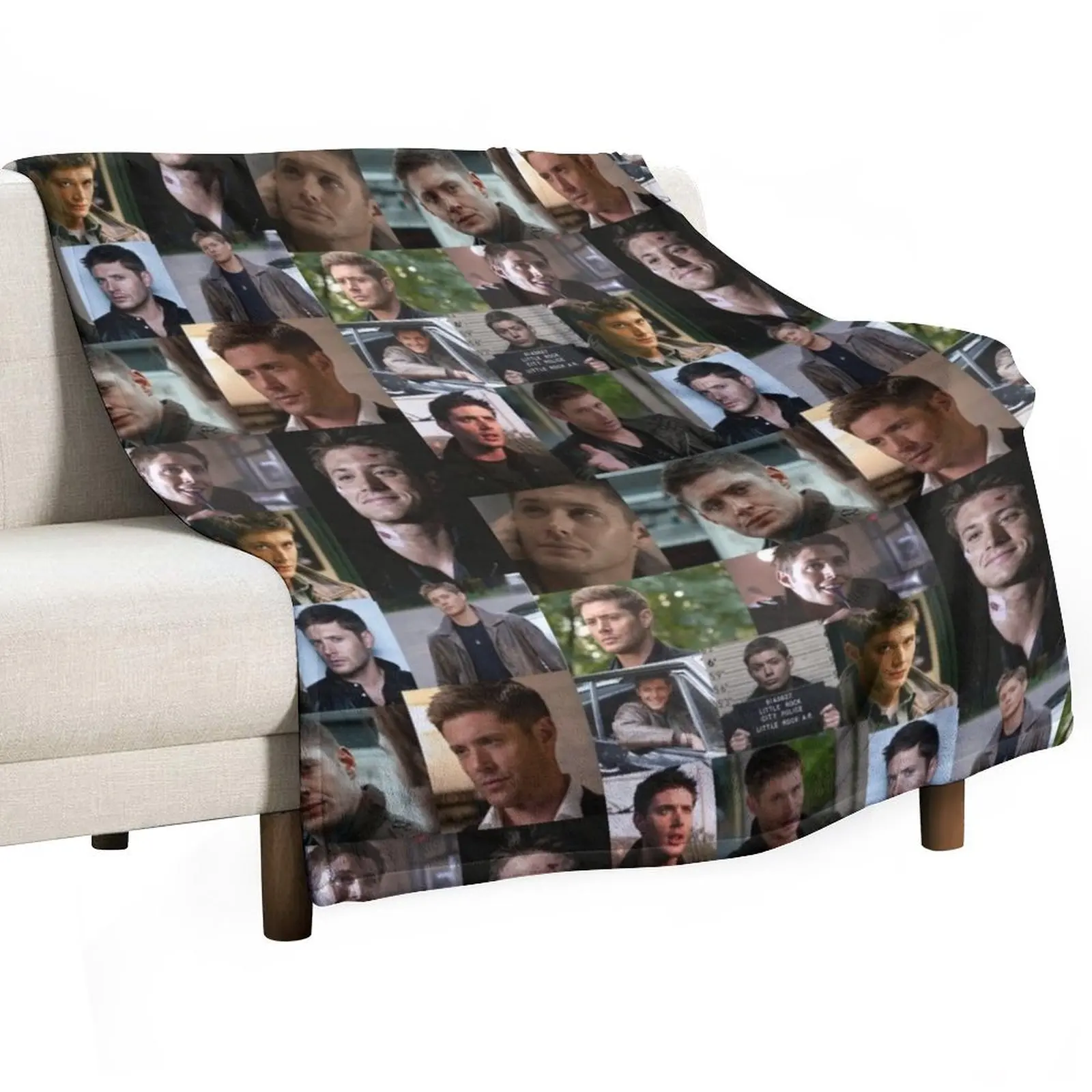 Dean Winchester Collage Throw Blanket Sofa Flannel Thermal Picnic Bed linens Flannel Fabric Blankets