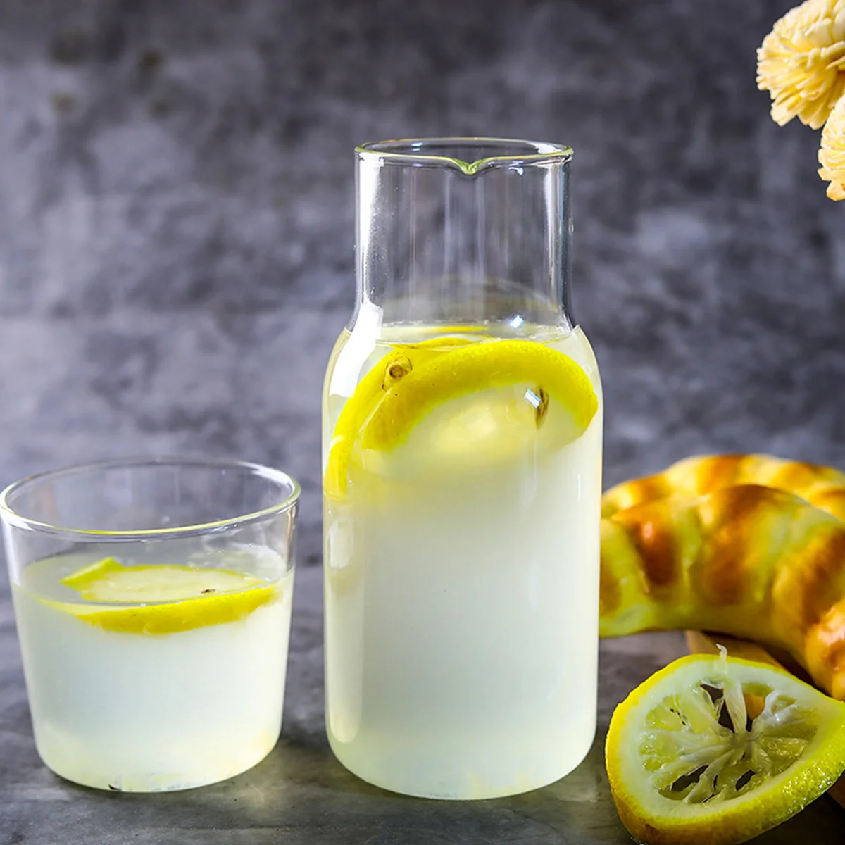 

1Set 360ml Glass Teapot Cup Set No Drop Hawk Mouth for Juice Tea Milk Home Party Breakfast Glass Bottle