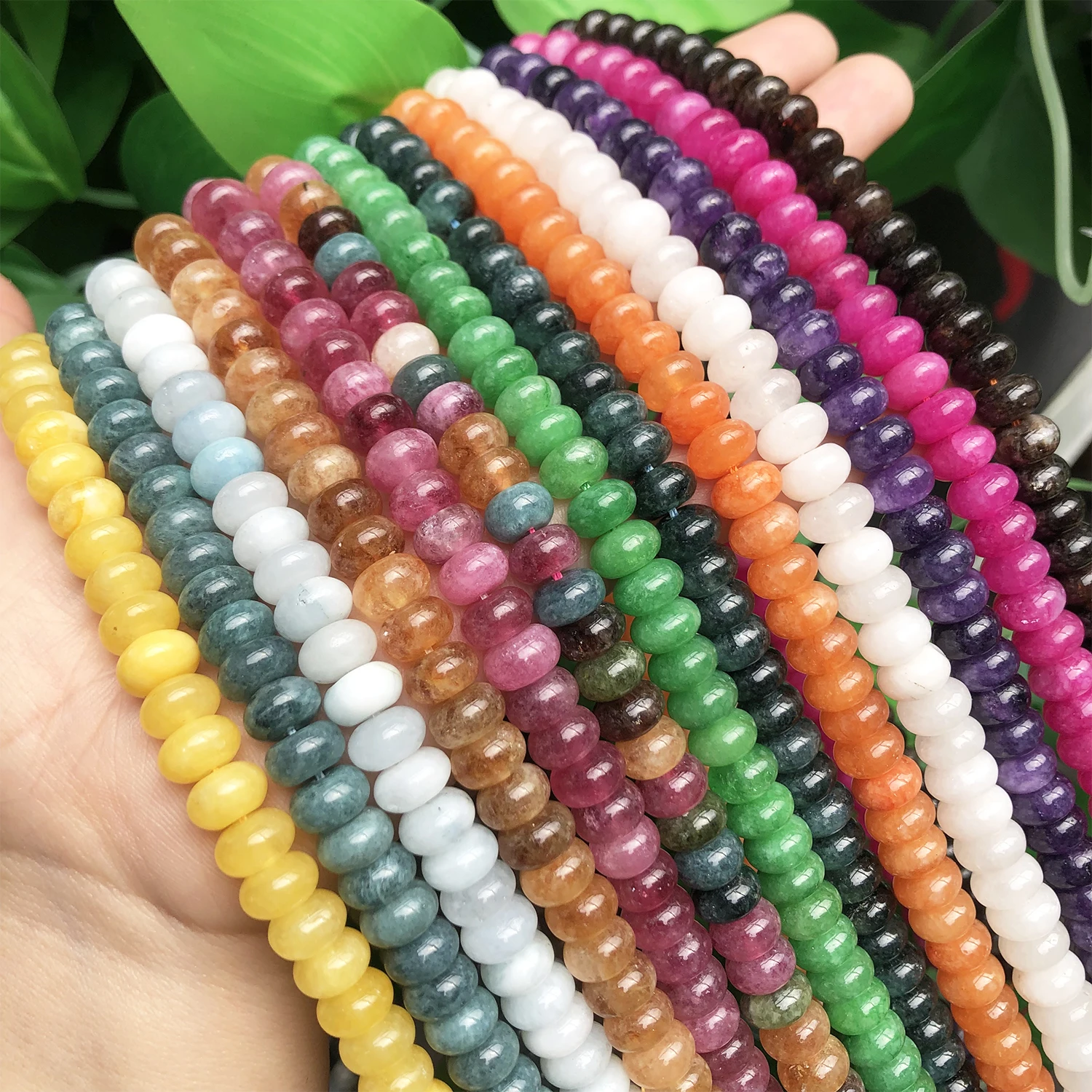 5x8mm Naturstein-Rondellperlen aus Turmalin, Citrin, Angelit, Tigerauge, Abakus-Quarz, Lose Perlen für DIY-Armbandherstellung – Detail 2