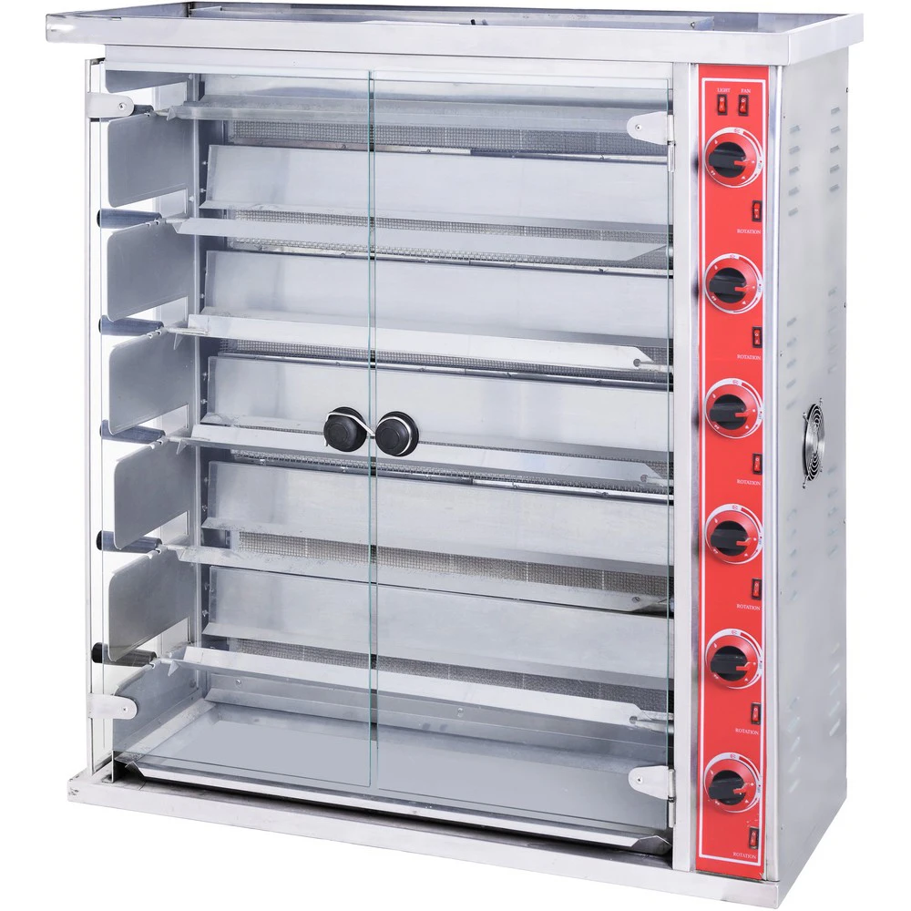 

Rotisserie Oven 3/6/9 Grills Automatic Stainless Steel & 2025 Hot Selling Gas Rotating Grill Chicken