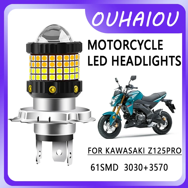 

FOR KAWASAKI Z125PRO Motorcycle led headlight headlight H4 yellow white dual color motorcycle headlight 12-80v