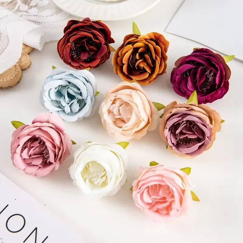 

30/100PCS Silk Artificial Rose Head Christmas Arches Decor Home Arrangement Wedding bridal bouquet Diy Headdress Wrist Flowers