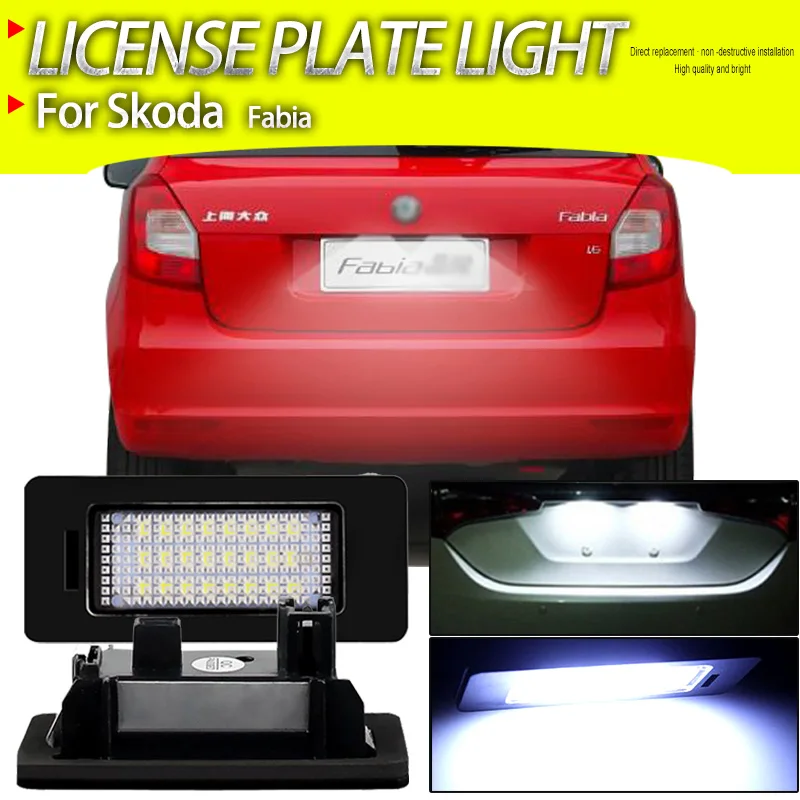 

2Pcs Canbus No Error Tail Car License Plate LED Lights Signal Lamp White 12V For Skoda Fabia III 2014-