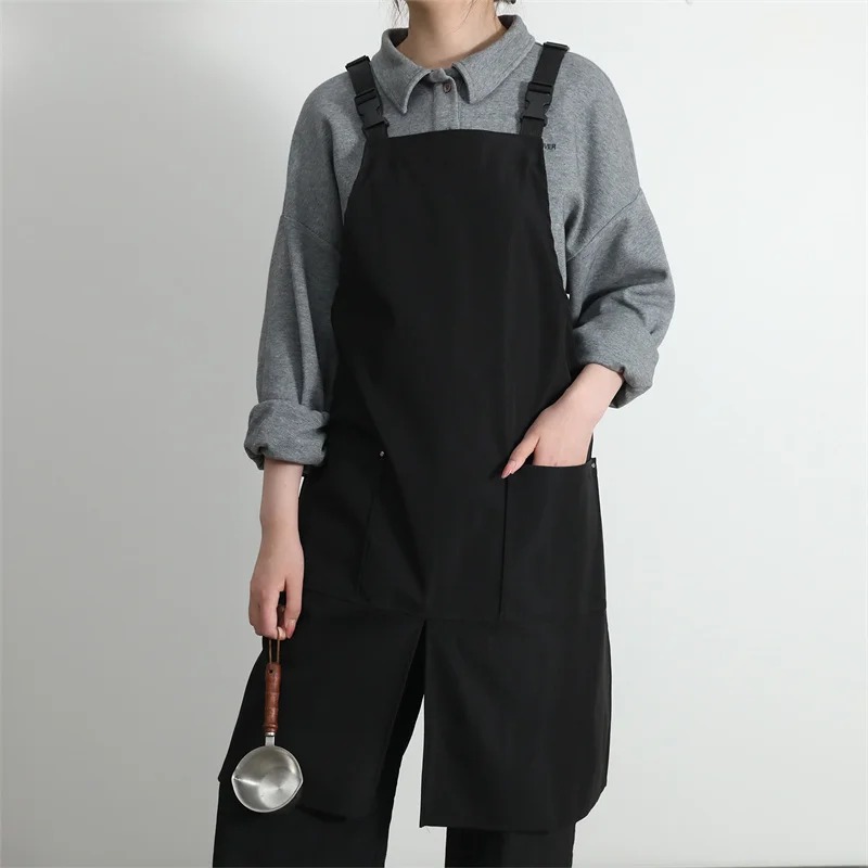 1 pc Coffee Shop Kitchen Work Waterproof Apron With Pockets, Uni Apron, Oil Resistant Barista Chef Waiter Apron