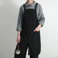Kitchen Cafe Work Waterproof Apron with Pockets and Front Split Design for Women and Men Oil-proof Barista Chef Waiter Apron