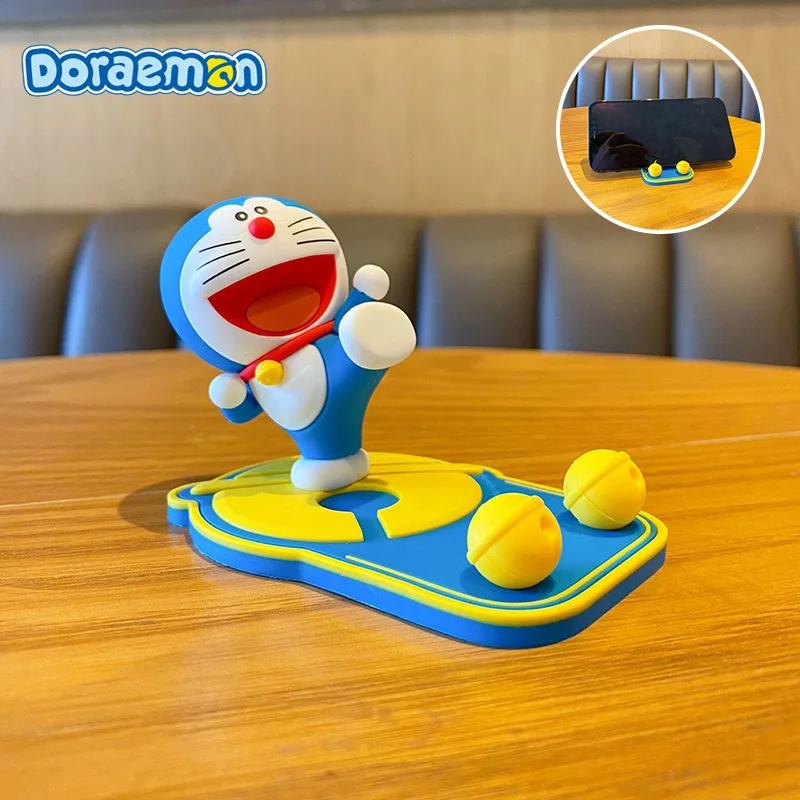 Kawaii Doraemon Mobile Phone Holders Cartoon Animation Doraemon Kicks Desktop Ornaments Decoration Gifts Mobile Phone Holders