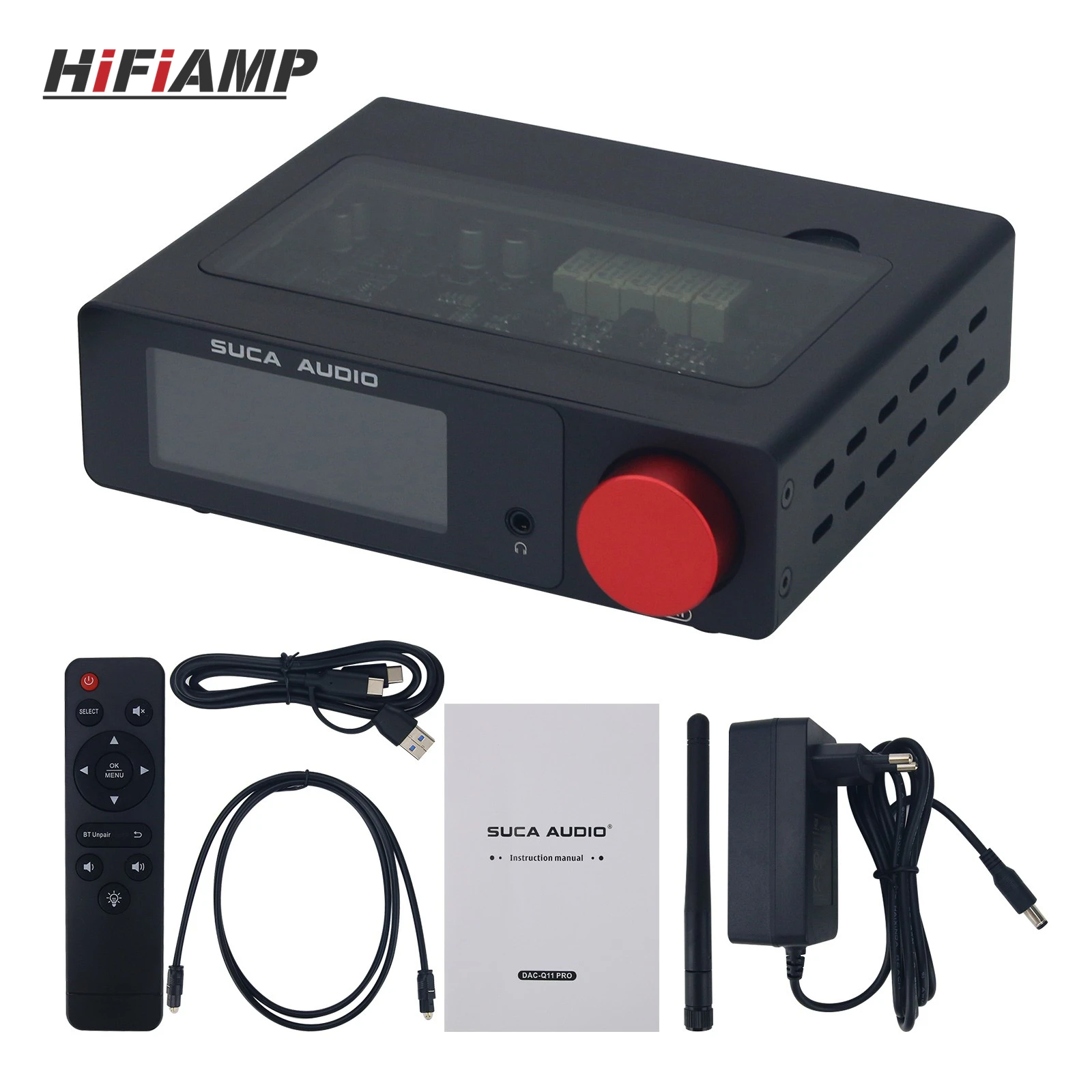 HiFiAMP Q11 PRO AK4493+ES9039 Symmetrischer DAC-Kopfhörerverstärker HiFi Bluetooth 5.2 Audio-Decoder mit einstellbarem RGB-Licht