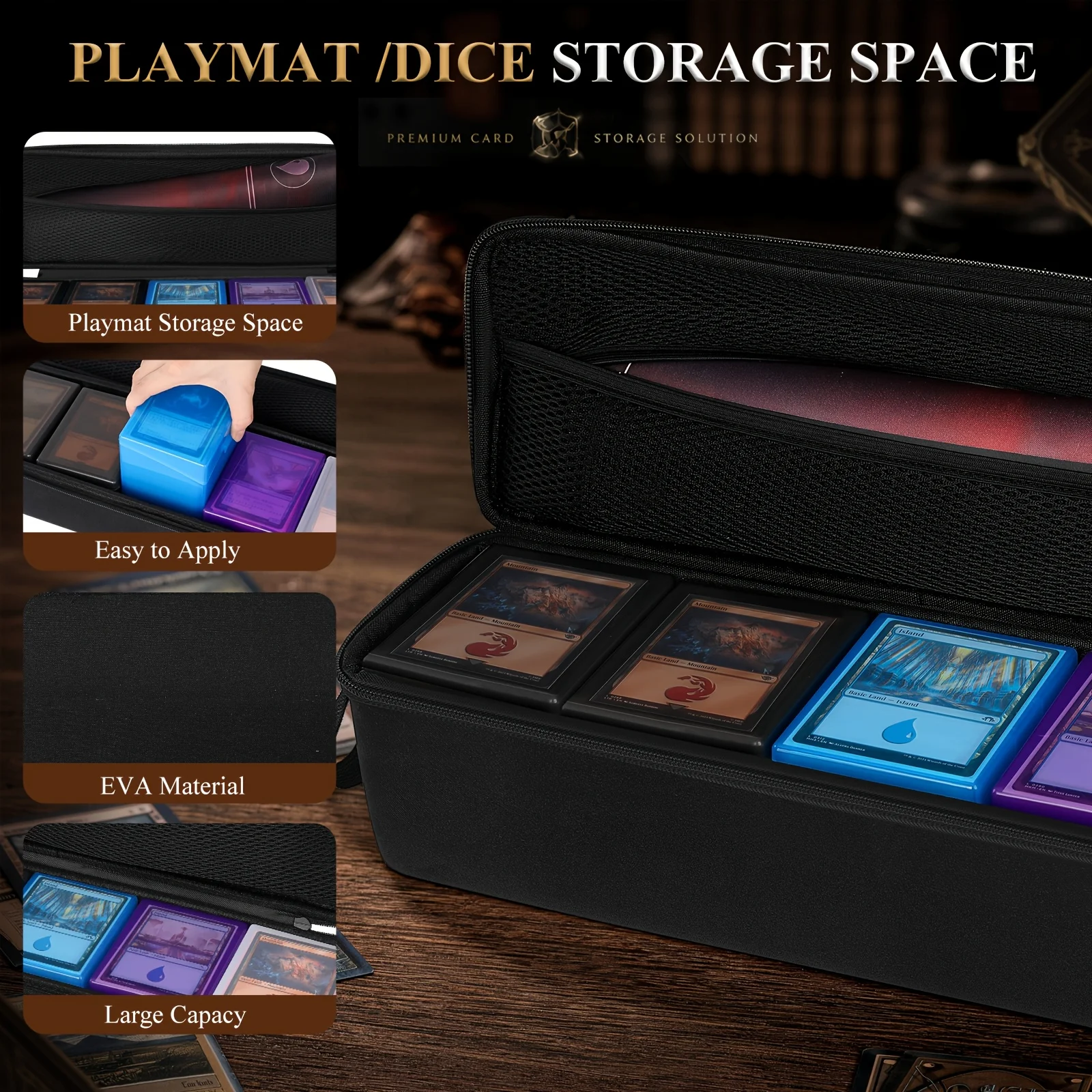 Card Deck Storage Case Set 1000+ Cards EVA Hard Shell Carrying Case with 5 Card Boxes Inner Tray for MTG Sports Trading Cards