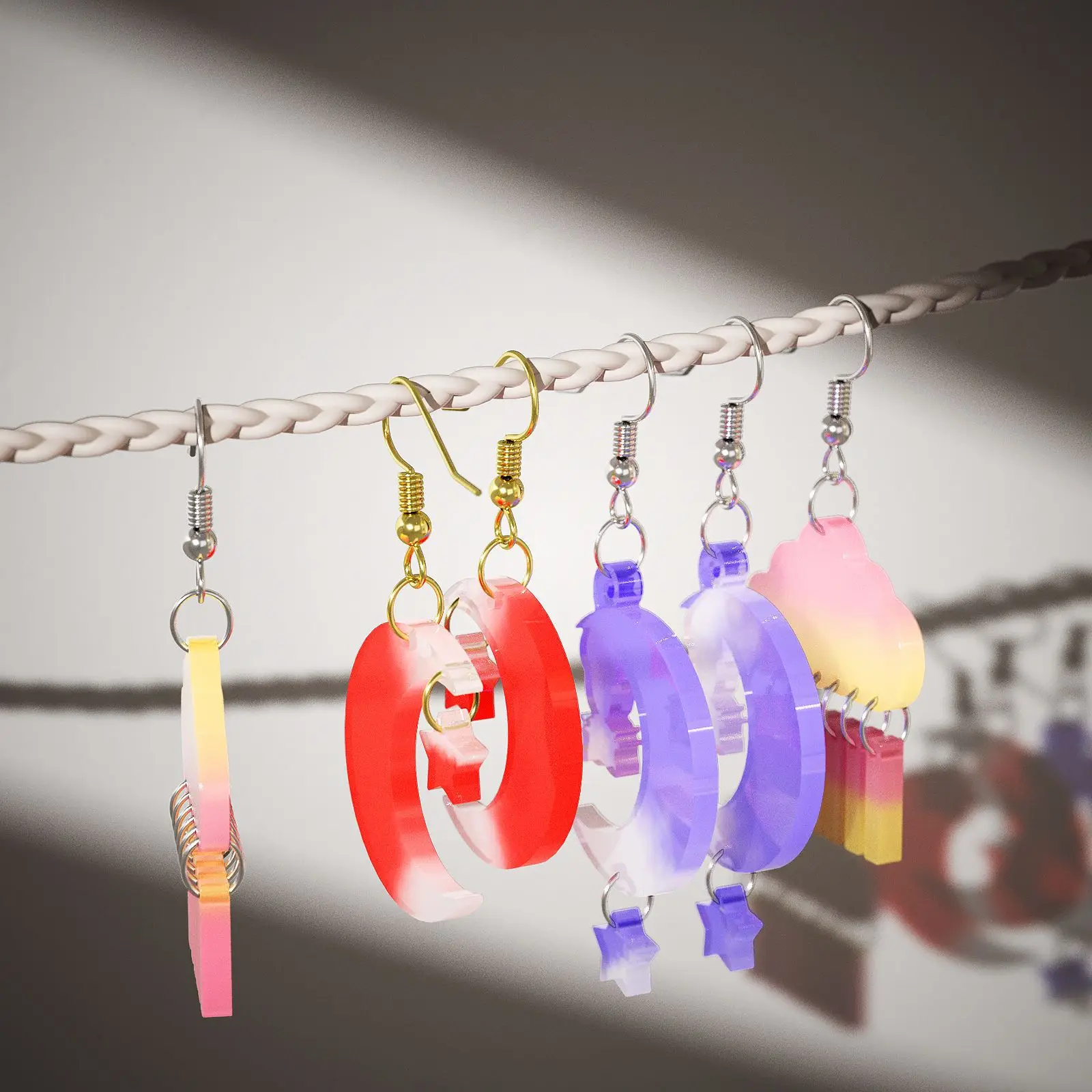 New Mould Diy Crystal Glue Resin Pendant Mold Umbrella Moon Clouds Planet Lightning Earrings Pendant Decorative Silicone Molds