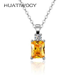 Fashion Pendant Necklace for Women 925 Silver Jewelry with Citrine Zircon Gemstone Ornaments Wedding Party Bridal Gift Wholesale