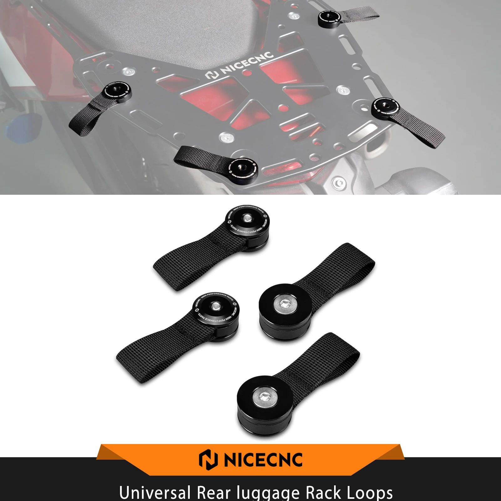 

NICECNC For KTM EXC Honda CRF Yamaha YZF Tenere 700 BMW R1200GS R1250GS /Adventure Suzuki Kawasaki Rear luggage OS Rack Loops