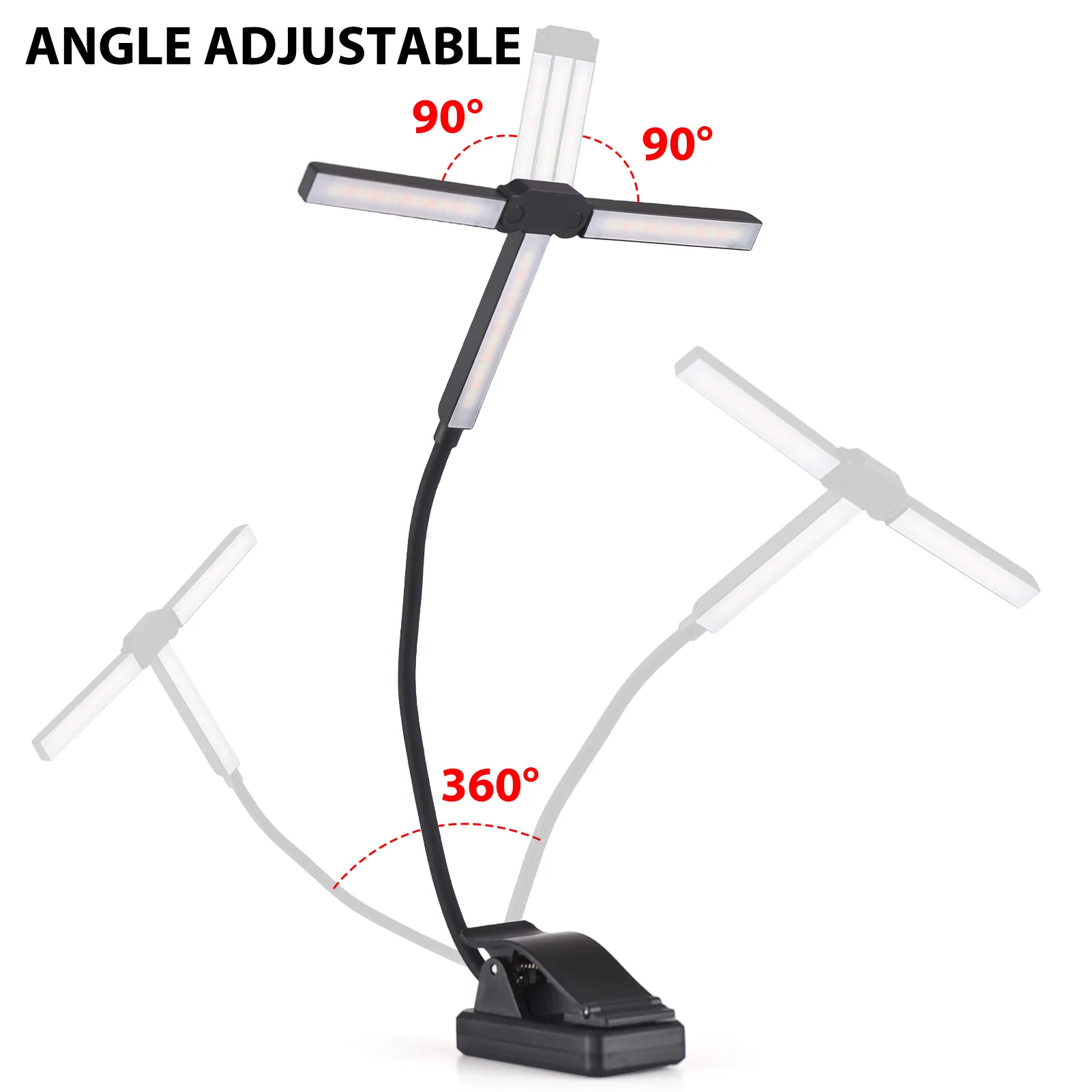

Music Score Light with Clamp T Shape Foldable Lamp 51 LED Beads 4 Color Temperatures 12 Brightness Adjustments Eye-Protection
