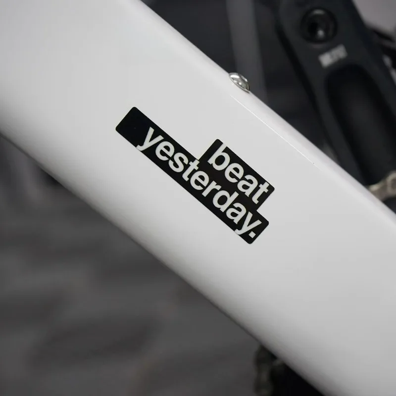 

Beat Yesterday Text Stickers Waterproof Vinyl Decals for Bicycle Helmet Car Laptop Decor Black White