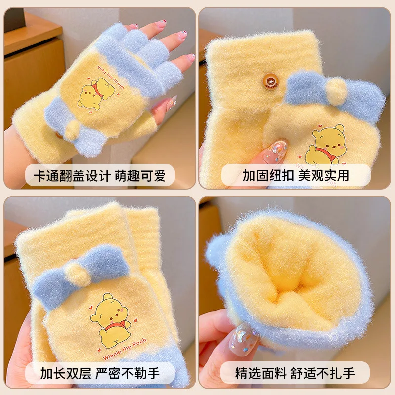 

Children's Black Flip-Top Fingerless Gloves Boys' & Girls' Winter Warmth Style Brand-New Knit Design Finger-Writing Friendly Fiv