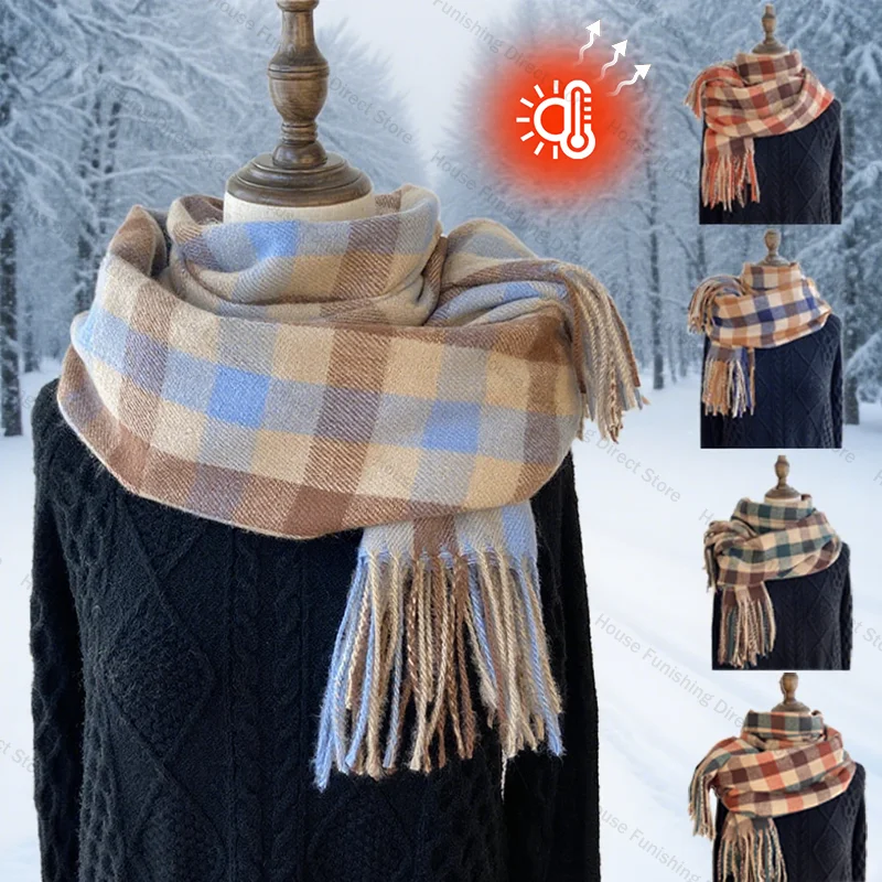 

Зимний клетчатый шарф унисекс, мягкая теплая шаль для женщин и мужчин, легкий модный аксессуар, подарок на Хэллоуин, дизайнерский шарф, женский роскошный шарф
