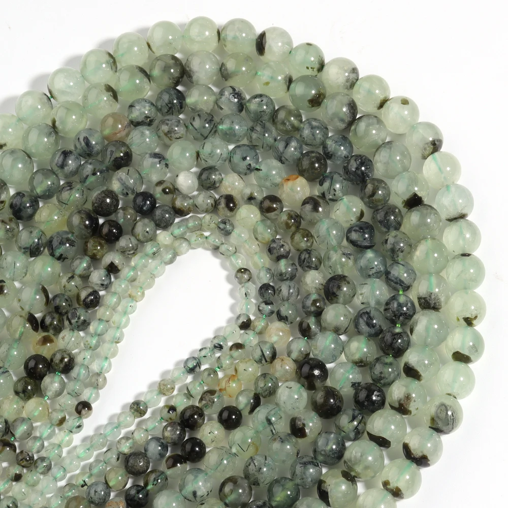

Natural Stone Green Prehnites Quartz Bead 4/6/8/10/12mm High Quality Round Loose Beads for DIY Bracelet Necklace Jewelry Making