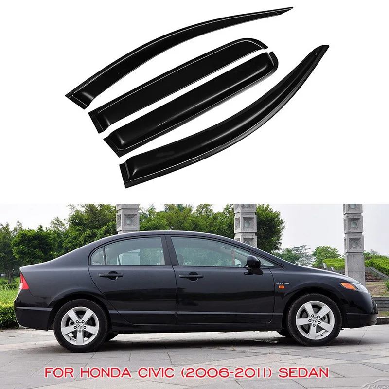 Side Window Deflector Door Visor Weathershield Rain Sun Guard Accessories For Honda CIVIC Sedan 2006 - 2011