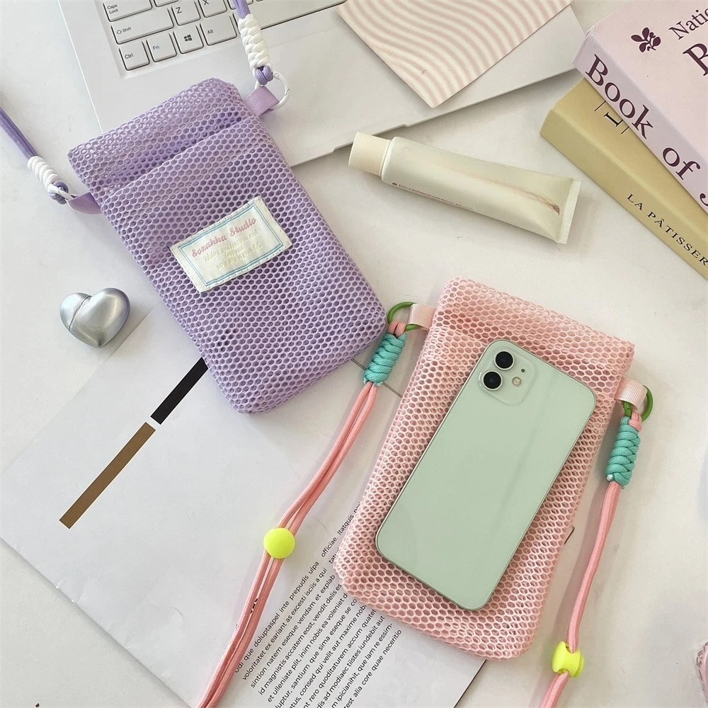 Sweet and Fresh Mobile Phone Bag for Women 2025 Summer New Style Cute Mini Shoulder Bag Crossbody Mesh Portable Cosmetics Bag image 6