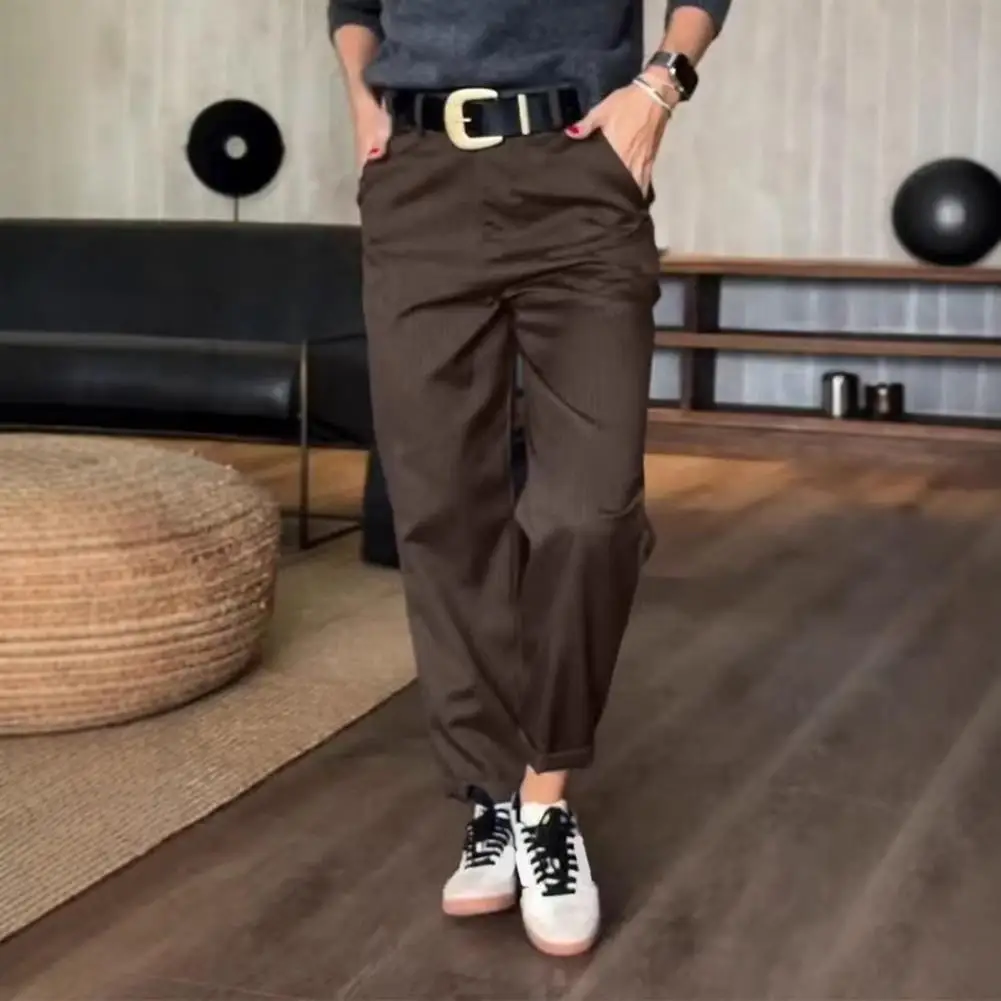

Loose Fit Trousers Stylish Women's High Waist Pants with Pockets Loose Leg Design Trousers for Versatile Style for Everyday