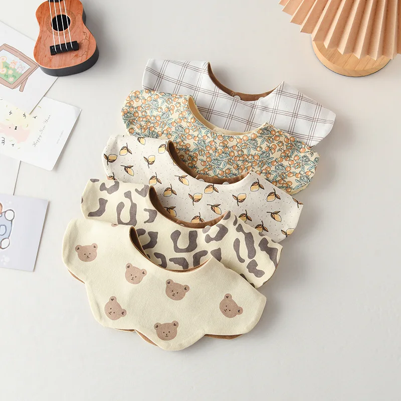 1 pçs novo algodão bonito babador de alimentação do bebê crianças dois lados utilizável saliva toalha macio pano de arroto para recém-nascidos da criança crianças babadores
