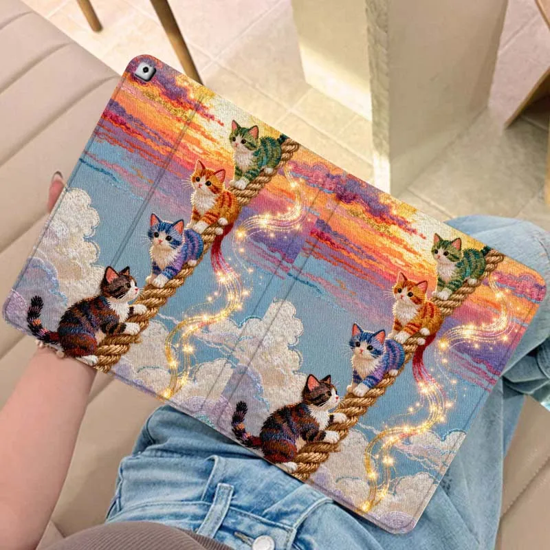 

Популярный чехол для планшетов Color Cat с мультяшным рисунком для iPad Pro, Air, Mini 2, 3, 4, 5, 6, 7, 6-го, 7-го, 10-го, 11-го поколений, 10.2, 9.7, 10.5, 11, складной чехол для планшета, подарок