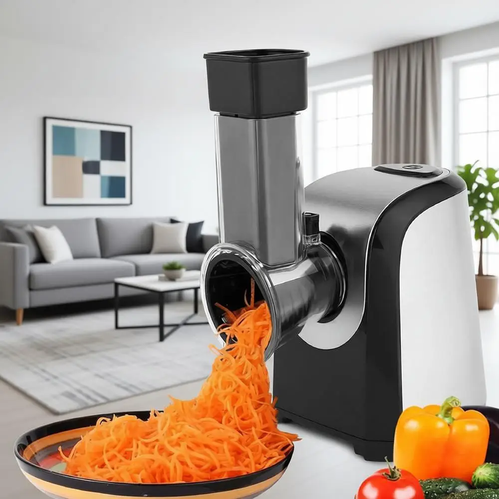 

Electric Salad Maker, Proportional Slicer Shredder, Electric Cheese Grater, Carrot Slicer with 4 Stainless Steel Rotary Blades,