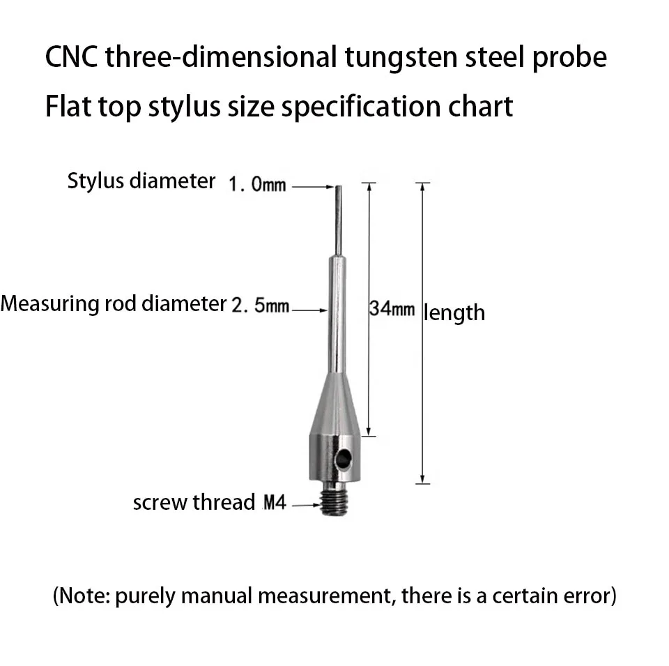 Three-coordinate Probe Renishaw Probe Three-dimensional Probe Probe Cnc Probe M4 Threaded Tungsten Steel Flat Top Needle