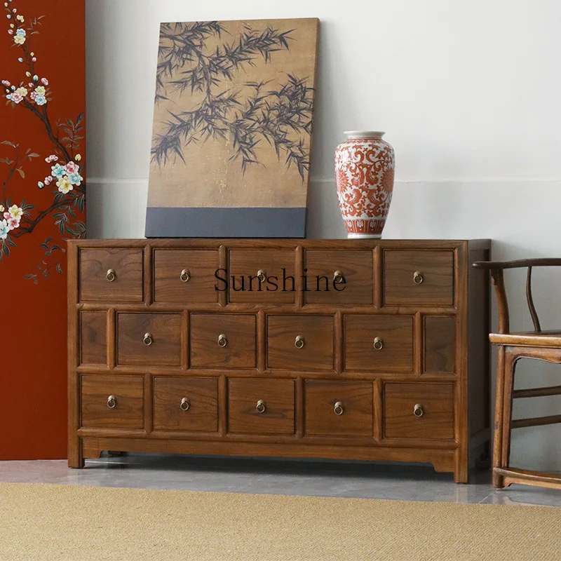 

Chinese solid wood entrance antique foyer locker retro dining side cabinet