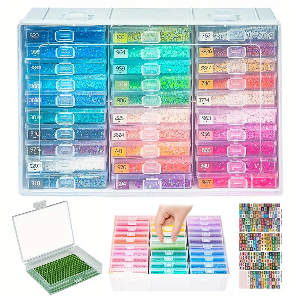 Diamond Painting Beads Storage Box Trays, 2-in-1 Diamond Art Tray and Beads Storage, Diamond Art Tools Accessories Storage Box
