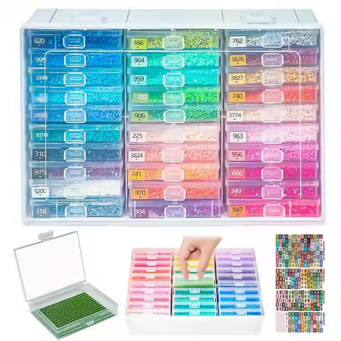 Diamond Painting Beads Storage Box Trays, 2-in-1 Diamond Art Tray and Beads Storage, Diamond Art Tools Accessories Storage Box