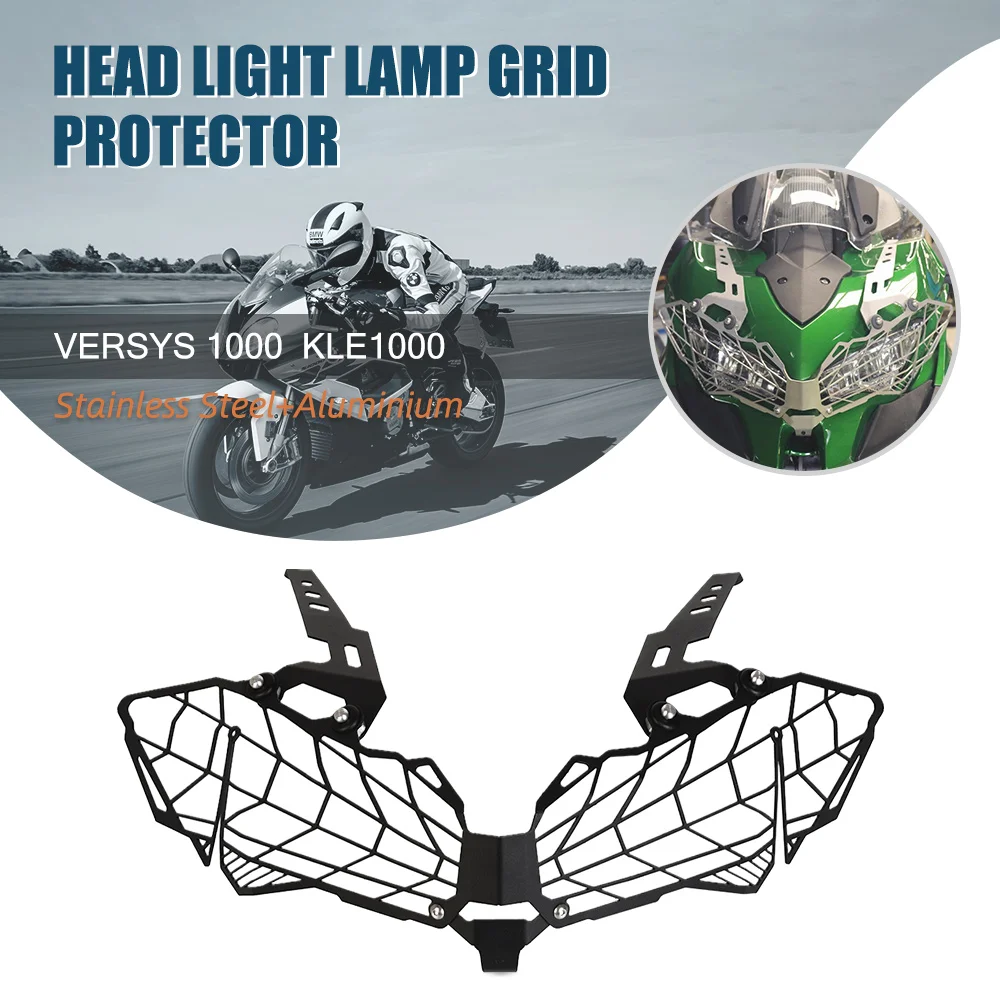 

For KAWASAKI Versys 1000 VERSYS1000 KLE1000 2019 2020 2021 2022 2023 Headlight Shield Guard Protector Headlamp Mesh Grille Cover