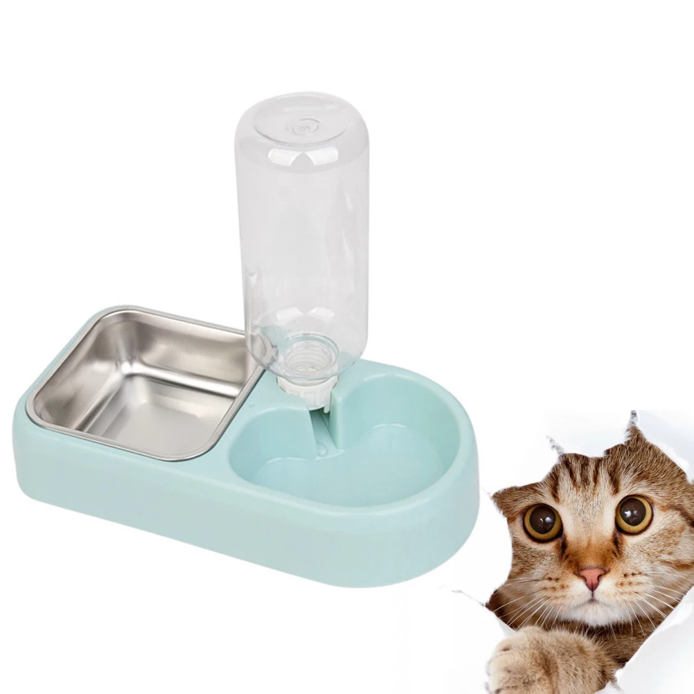 

Cat Bowl Pet Water Fountain Puppy Feeder Stainless Steel Drinking Tool Blue Dog