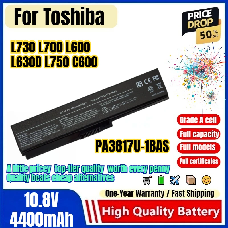 PA3817U-1BAS for Toshiba L730 L700 L600 L630D L750 C600 Laptop Battery 0 Cycle High Quality Capacity Battery Replacement Bateria