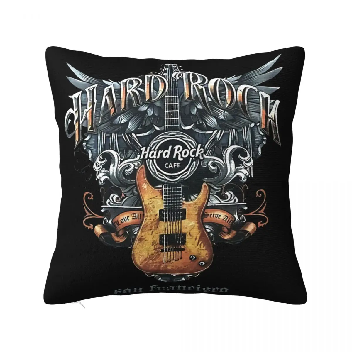 Hard Rock Hotel Cafe Las Vegas Love All Serve All Guitar Hard Rock Women Men Pillow Case