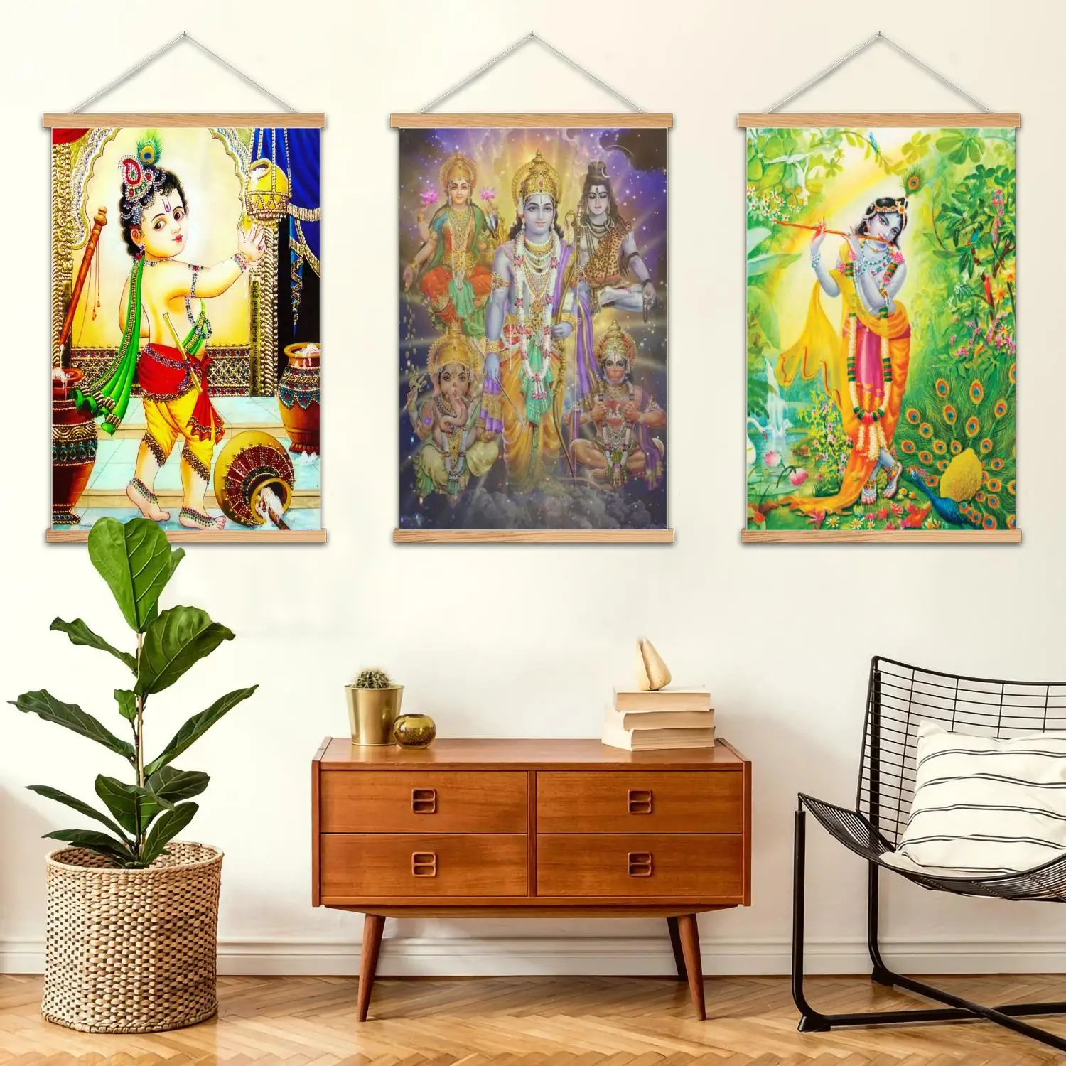shri krishna Framed Wall Painting Canvas Art Poster and Wall Art  Modern Family Bedroom Decor Posters,Decorative painting