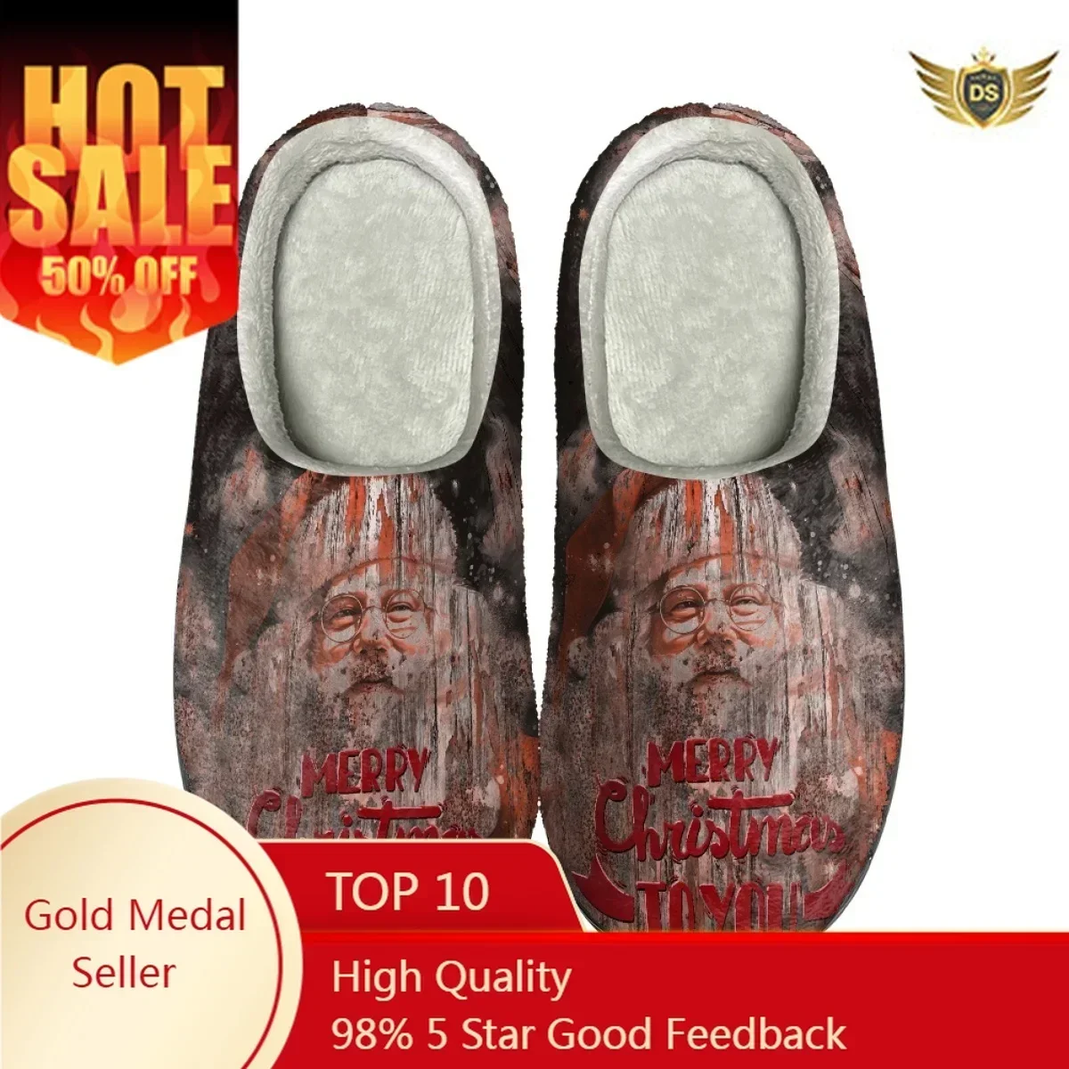 

Autumn Winter Warm Cotton Slippers Christmas Gifts Pattern Women's Slides Slippers Print On Demand Casual Flats Floor Footwear
