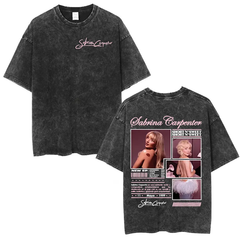 

Sabrina Carpenter Graphic Y2K T-shirt Pop Music Merch Vintage Washed T-shirts Men Women Clothing Cotton Casual Short Sleeve Tees