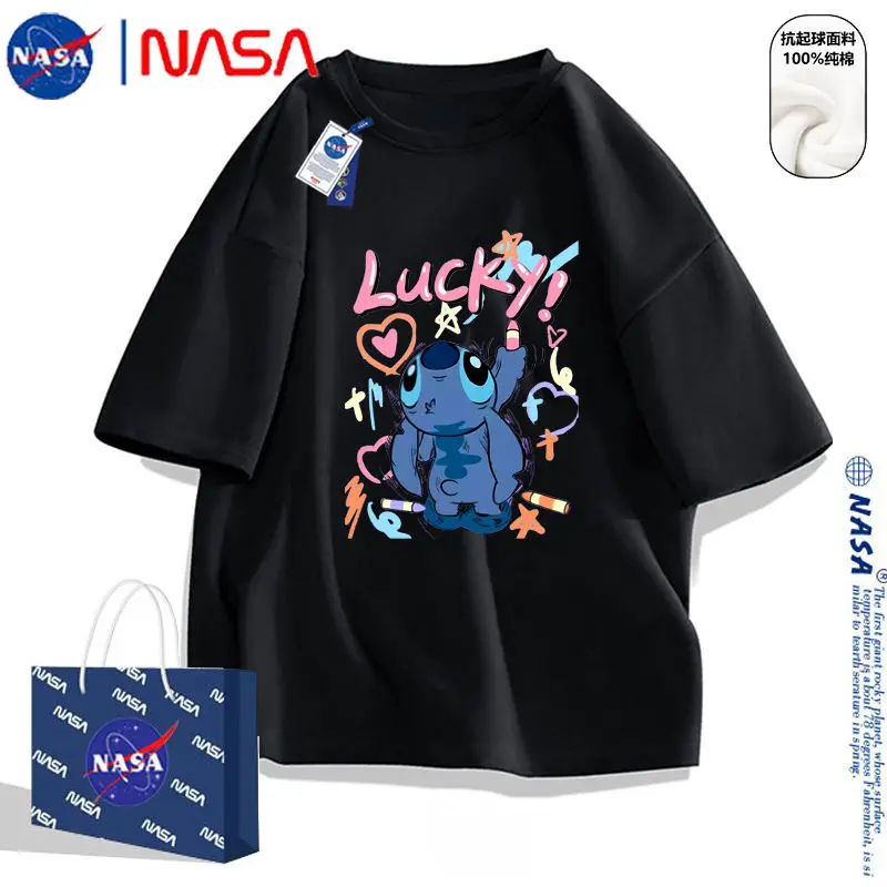 Stitch T-shirt Ins Style Top Anime Co-branded Short Sleeve Summer Cartoon Cute Loose Boy and Girl Costume Couple Gifts