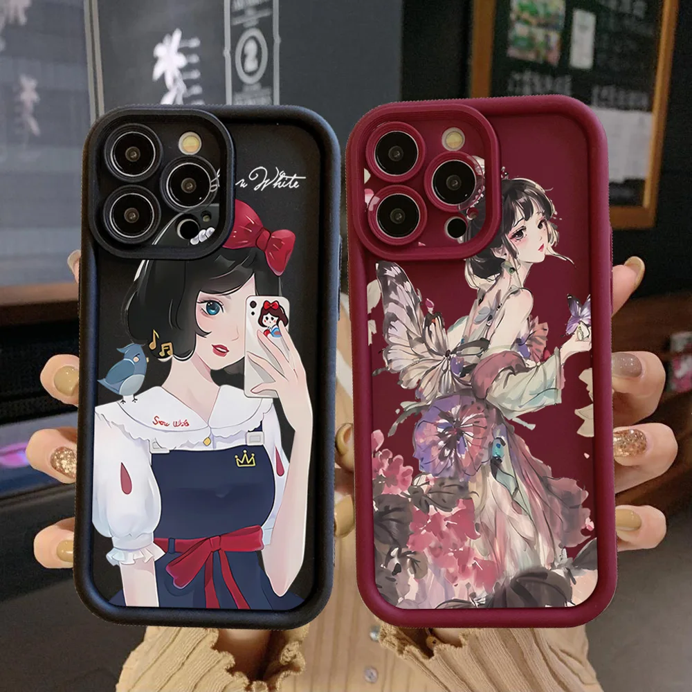 for Infinix Hot 40i 40 Pro 30 Play Note 30 Smart 8 Butterfly Girl Snow White Full Protective Case Anti Drop Cover