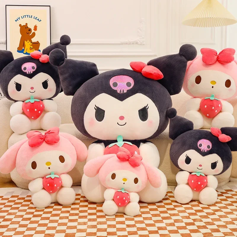 

25CM Sanrio Strawberry Black Beauty Pillow Plush Doll Toy Girl Plush Animal Toy Children Toy Gift My Melody Doll Room Decoration