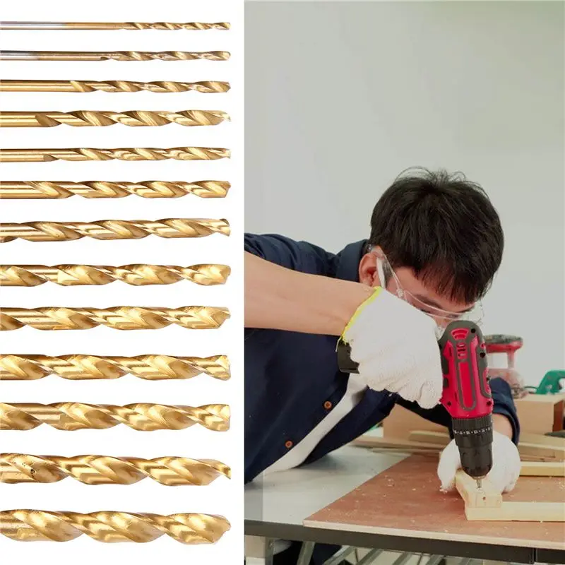 howhow 13Pcs Left Handed Drill Bit Set Extractor Drill Bits for Metal Power Tools Accessories with Titanium Nitride Coating