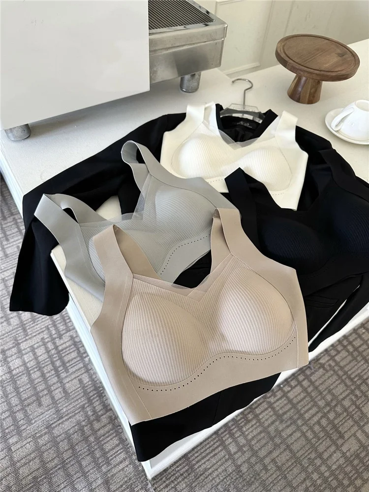 反重力シームレススポーツブラ-女性用-大きな胸を小さく見せる-ギャザーベストスタイルブラジャー-垂れ防止-オールシーズン対応