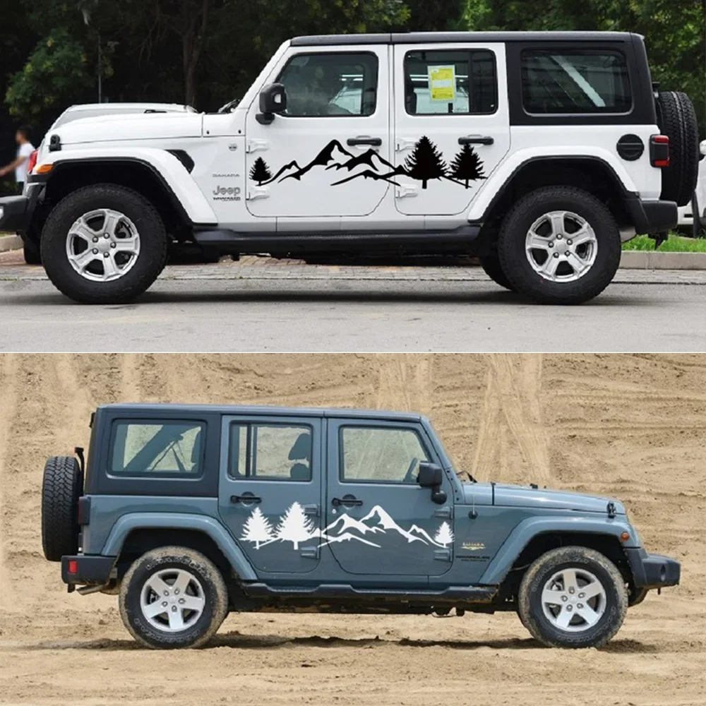 

2PCS Car Door Side Stickers For Jeep Renegade Patriot Wrangler JK JL Trail Hawk Rubicon Compass Vinyl Film Decals Accessories