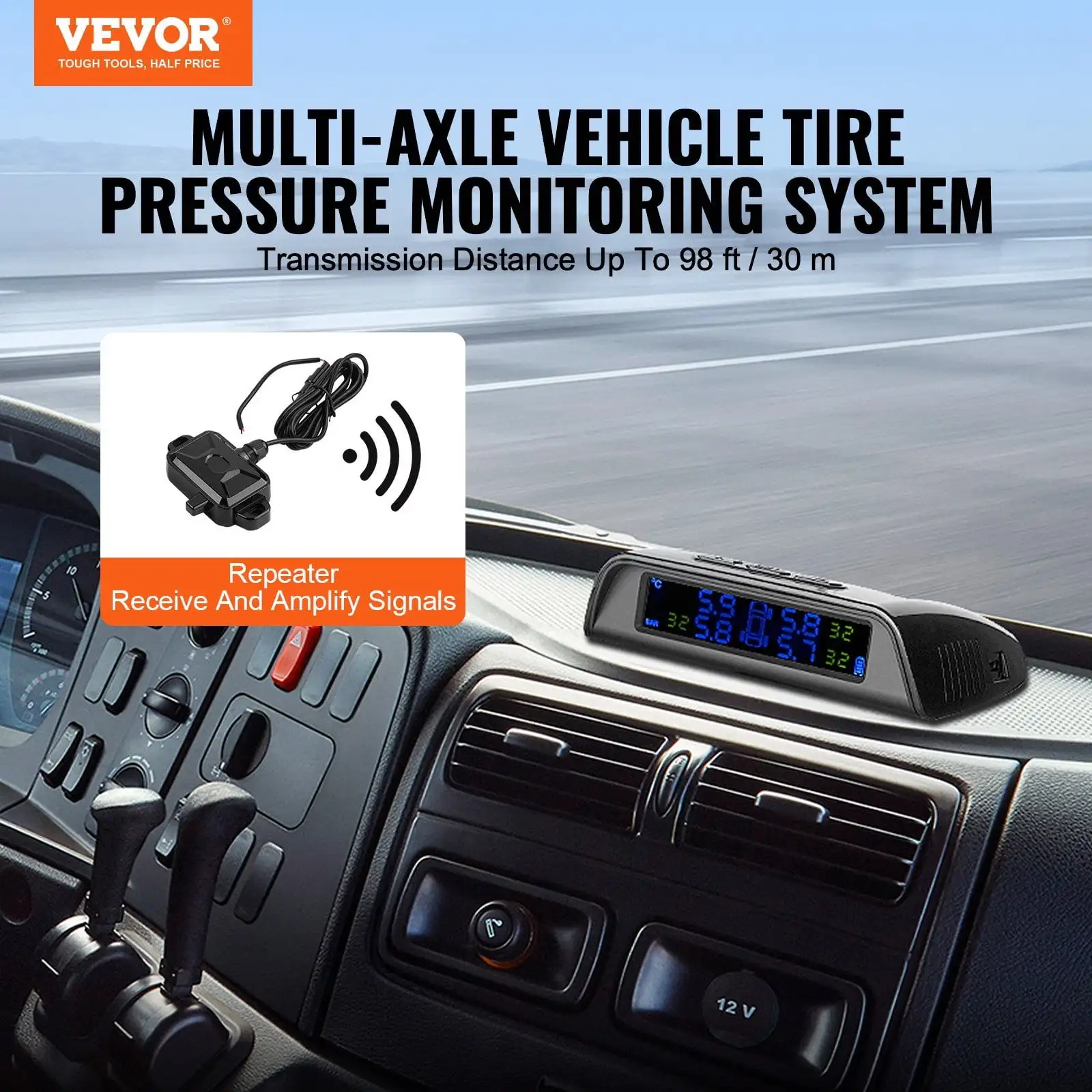 

RV Tire Pressure Monitoring System Real Time Solar Trailer TPMS 6 Sensors