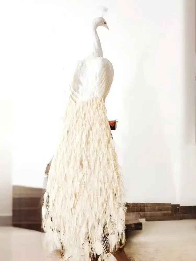 Long Tail simulation Foam Feather White Peacock Model Garden Decoration Bird Gift about 151cm