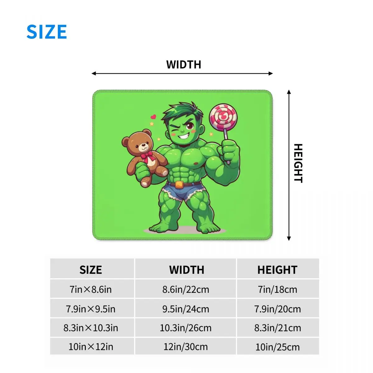 Custom Hulk Mouse Pad, antiderrapante, base de borracha, Gamer Mousepad, Cartoon Office Desktop Mat