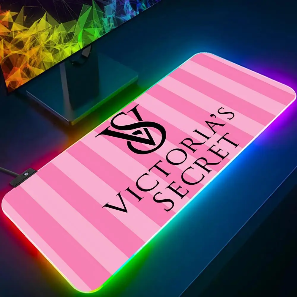 Is The V-Victoria S-Secret Mouse Pad RGB Glow Personality Picture Custom PC Table Mat Carpet Mat Game Player Dedicated LED